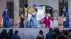 Bühne zur Puppentheateraufführung im Lindenhof