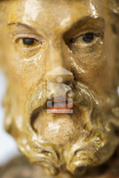 Gesicht einer Figur aus Holz in der Modellsammlung der Kunst- und Naturalienkammer