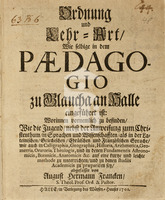 Schul- und Lehrordnung des Königlichen Pädagogiums, 1701