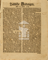 Hällische Zeitung vom 15. Juni 1708